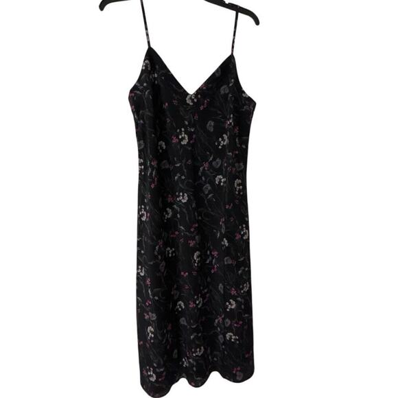 AMOUR VERT NWT Briana Washable Silk Bias Cut Slip Dress Black Floral Size Med - Picture 4 of 16